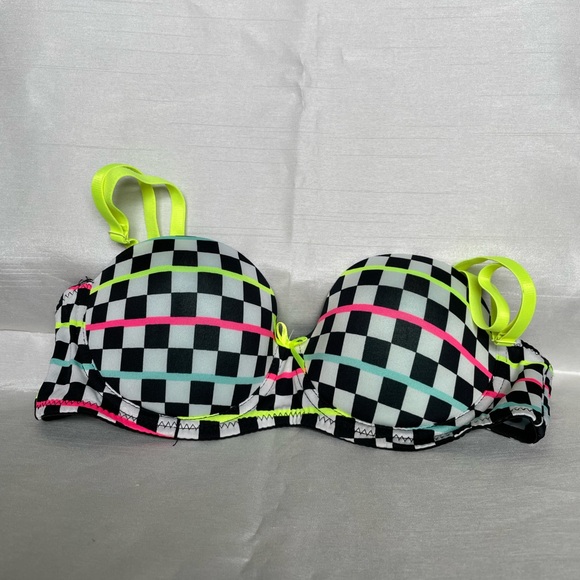 Coco Lingerie Bra Size 34 B Black and White in a chess pattern - Picture 3 of 6